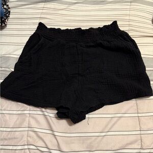 Black Textured Shorts